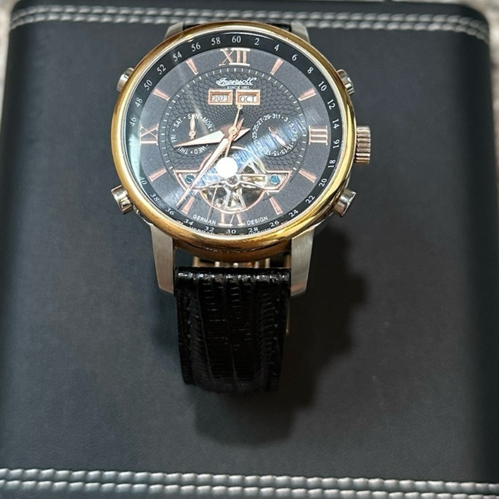 Ingersoll Men's Black and Gold Watch - Picture 2 of 10